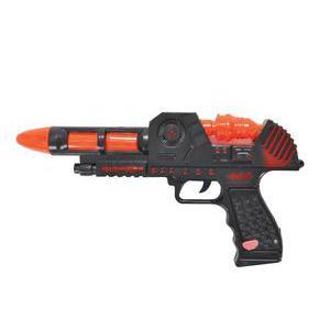 Pistolet son et lumière en plastique - 30 x 15 x 4 cm - Noir, Orange