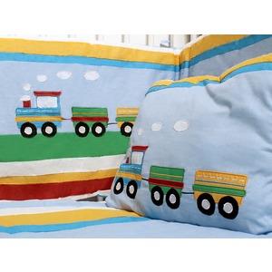 Tour de lit bébé petit train - 40 x 170 cm - Bleu