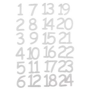 Lot de 24 stickers chiffres - Feutrine - 3 cm - Beige