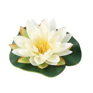 Lotus flottant - Plastique et polyester - Diamètre 10 cm - Crème