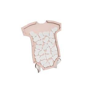 cadre forme vetement bebe avec 24 pieces rose