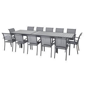 Table Piazza extensible - 200/320 x 100 x H 75 cm - Gris  - HESPERIDE