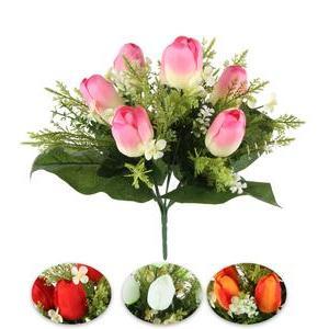 Bouquet de Tulipes - H 34 cm - Rose, Rouge, Blanc, Orange