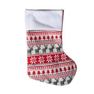 Chaussette de Noël traditionnelle - L 39 x l 26 cm - Rouge, vert, blanc