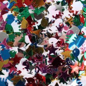 Sachet de sequins d'anniversaire - Plastique métallisé - de 0,5 à 3 cm - Multicolore