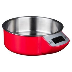 Balance de cuisine avec bol amovible en acier - capacité max 5 kg - Rouge