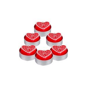 Boîte de 6 bougies chauffe-plat forme de cœur - 14 x 9 x H 3 cm - Rouge