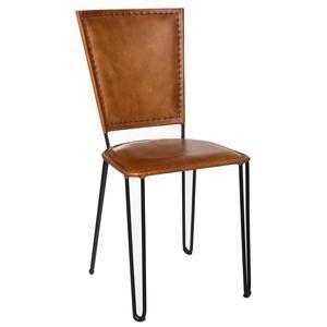Chaise en cuir Polo - 41.5 x P 53 x H 89 cm - Cognac - ATMOSPHERA