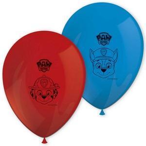 8 ballons de fête Pat'Patrouille - ø 28 cm - Rouge, bleu