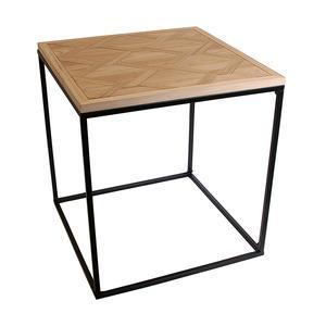 Table d'appoint carrée style loft - L 48 x H 51.5 x l 48 cm - Marron - HOME DECO FACTORY