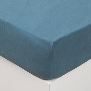 Drap housse en coton - L. 200 x l. 160 cm - Bleu - ATMOSPHERA