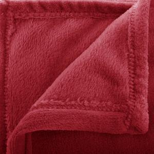 Plaid flanelle uni - L 230 x l 180 cm - Rouge - ATMOSPHERA