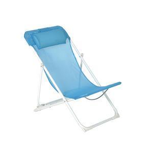 Chaise longue enfant - Acier et textilène - 56,5 x 40 x H 60 cm - Bleu