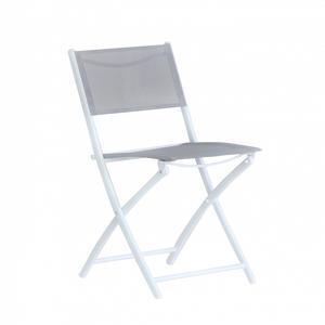Chaise pliante Nouméa - 51 x 46 x H 81 cm - Blanc, gris