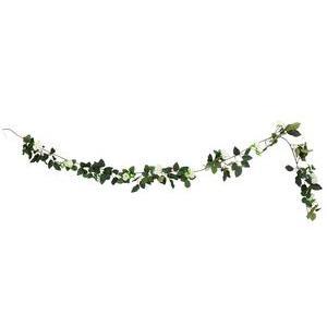 Guirlande de feuilles et roses - 1.85 m - Blanc