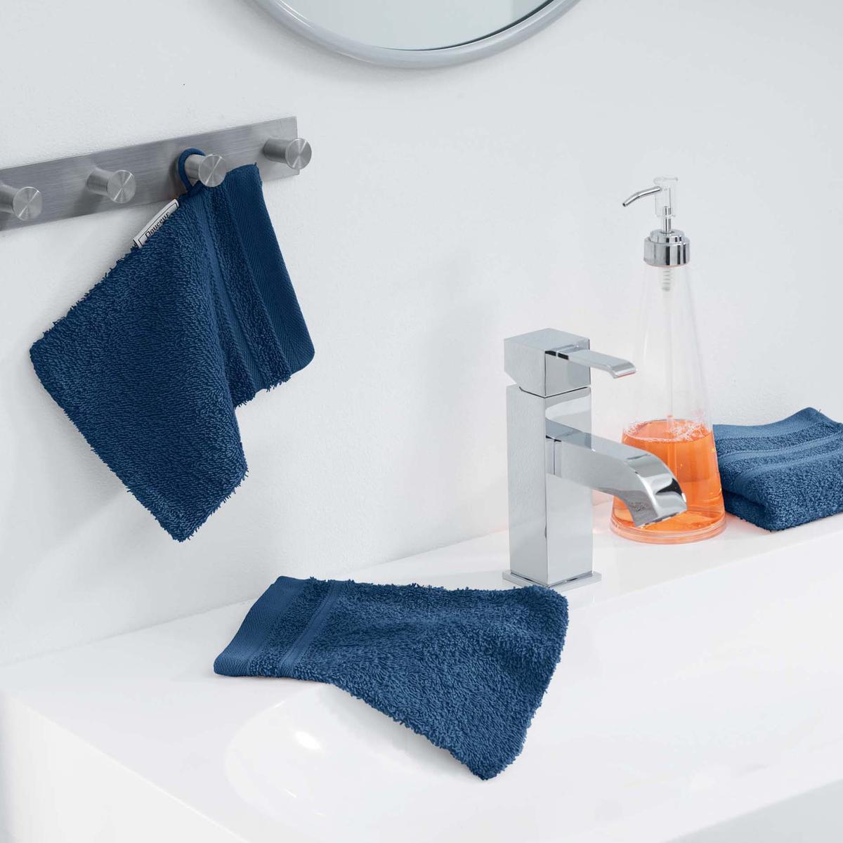 2 gants de toilette éponge unis - L 21 x H 1 x l 15 cm - Bleu