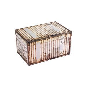 Boîte de rangement style container - Carton - 23,5 x 15,5 x H 13 cm - Blanc