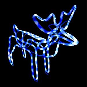 Silhouette électrique néon renne et traineau 230 V - 68 x 62 cm - Bleu