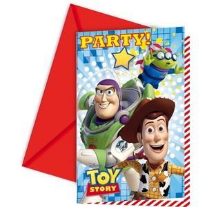 Lot de 6 cartes d'invitation Toy Story + enveloppe en carton - 12 x 17 cm - Multicolore