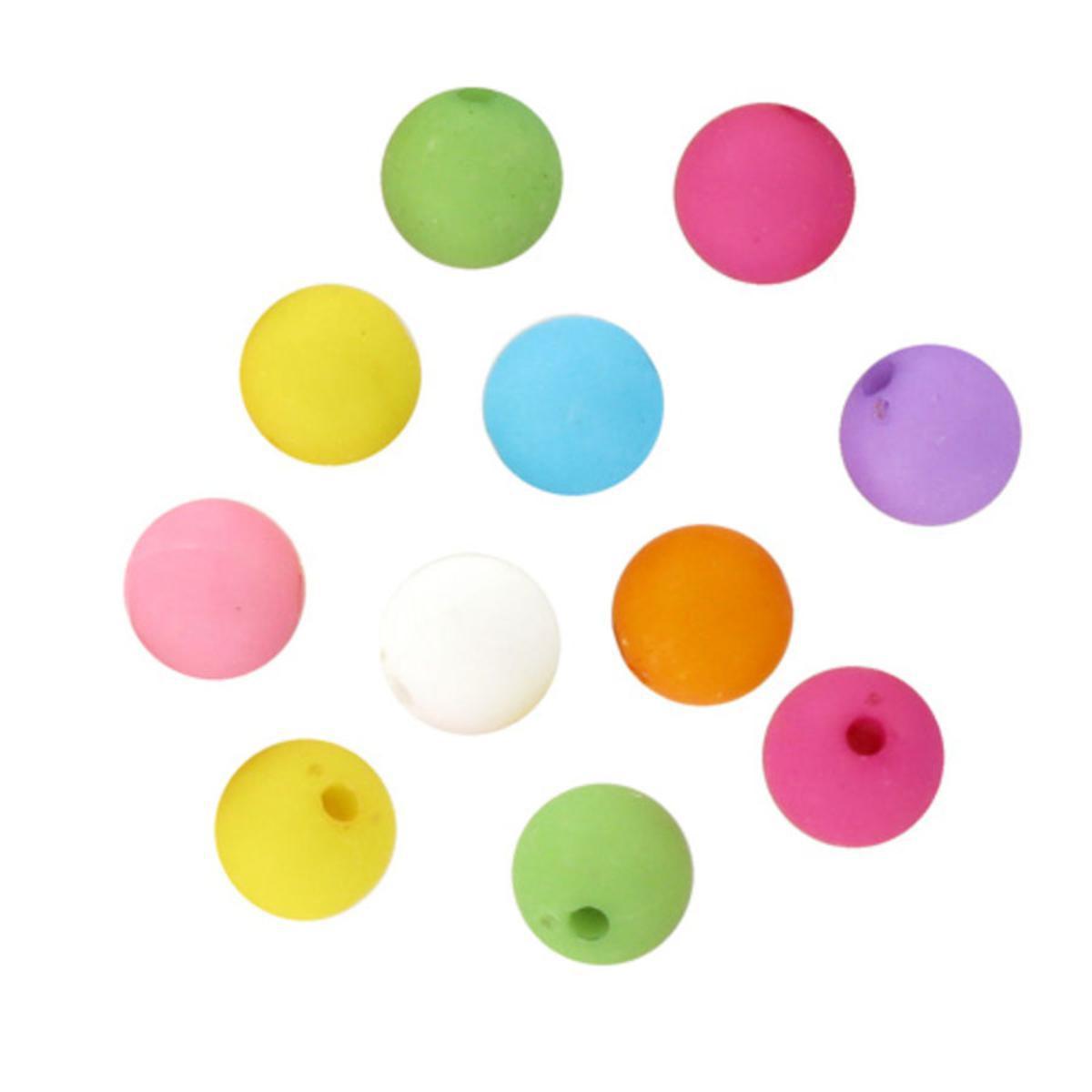 Perles acryliques mates 8 couleurs 50 g - 10 mm - Multicolore