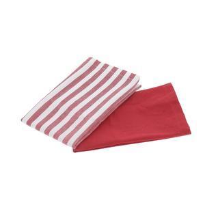 Duo de serviettes de table assorties - L 40 x l 40 cm - Différents modèles - Rouge, blanc