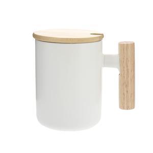 Mug bambou - ø 7.8 x H 10 cm - Blanc, marron