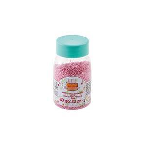 Mini perles décoratives pâtisserie - Sucre - 80 g - Rose