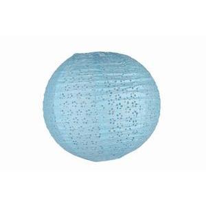 Boule japonaise ajourée luminaire - Papier - Diamètre 40 cm - Bleu