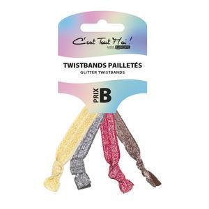 Twistbands pailletés - L 1.5 x H 15 x l 6.5 cm - Multicolore - MISS EUROPE