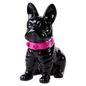 Tirelire en céramique bulldog - 10 x 11,5 x H 23 cm - noir