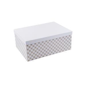 Boîte scandinave - Carton - 26 x 19 x H 11,5 cm - Blanc et doré