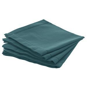 4 serviettes de table Chambray - 40 x 40 cm - Bleu canard - Atmosphera