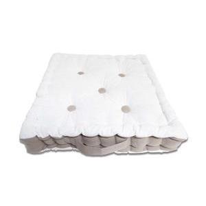 Coussin tapissier en coton - 40 x 40 x H 8 cm - Boudoir blanc