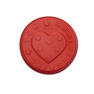 Moule anniversaire en silicone forme cœur - Diamètre 26 cm - Rouge