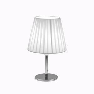 Lampe à poser avec abat-jour plissé conique - 10 x 10 x H 25 cm - Blanc, Gris