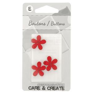 Carte 3 boutons fleur rouge ø 20 mm - Rouge