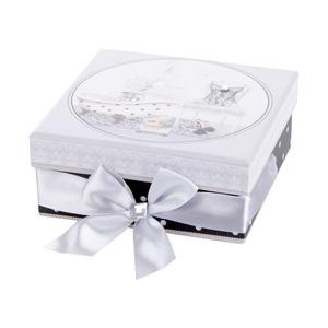 Boîte carrée en carton Lolita - 14 x 14 x 6 cm - Blanc et noir