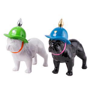 Statue bouledogue pompier - Dolomite - 24 x 10,8 x H 22,7 cm - 2 modèles au choix