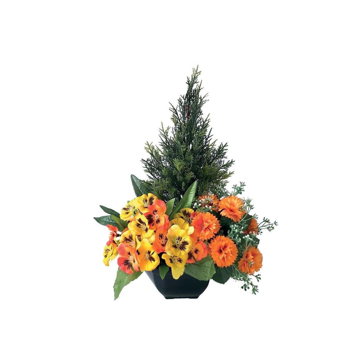 Coupe de cyprès et pensées synthétiques - ø 21 x H 40 cm - Différents coloris - Multicolore Coupe de cyprès et pensées synthétiques - ø 21 x H 40 cm - Différents coloris - Multicolore