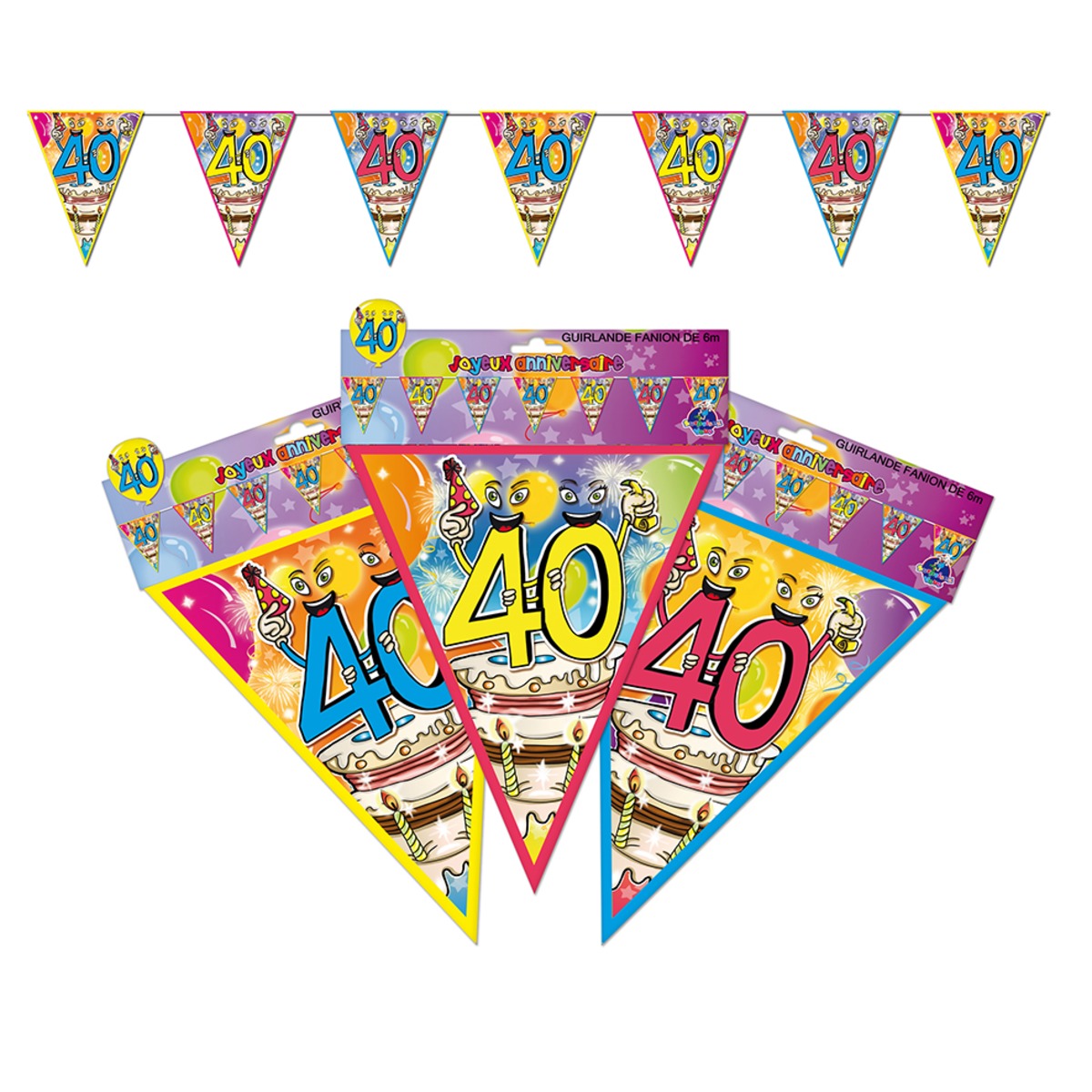 Guirlande fanion Anniversaire 40 ans - 6 m - Multicolore