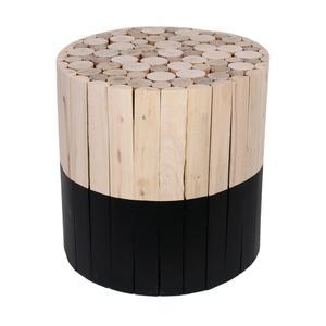 Tabouret rond en bois bicolore - Différents modèles - ø 30 x H 30 cm - Noir, beige - HOME DECO FACTORY