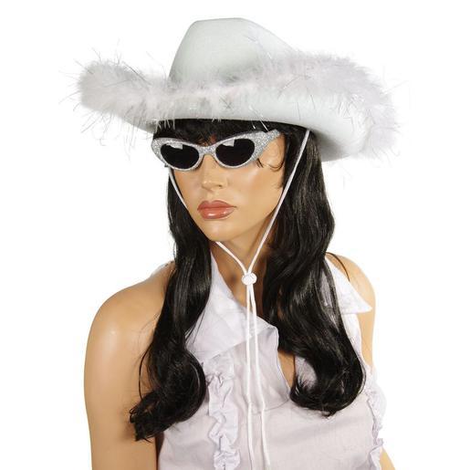 Chapeau de cow girl en feutre - 38 x 36 x H 10 cm - Blanc Chapeau de cow girl en feutre - 38 x 36 x H 10 cm - Blanc