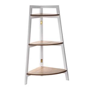 Étagère d'angle 3 niveaux - L 35 x H 80 x l 35 cm - Marron, blanc - K.KOON