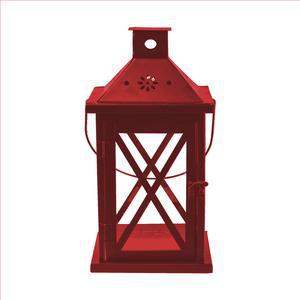 Lanterne - Acier et verre - 14 x 14 x H 28 cm - Blanc, gris, rouge ou noir
