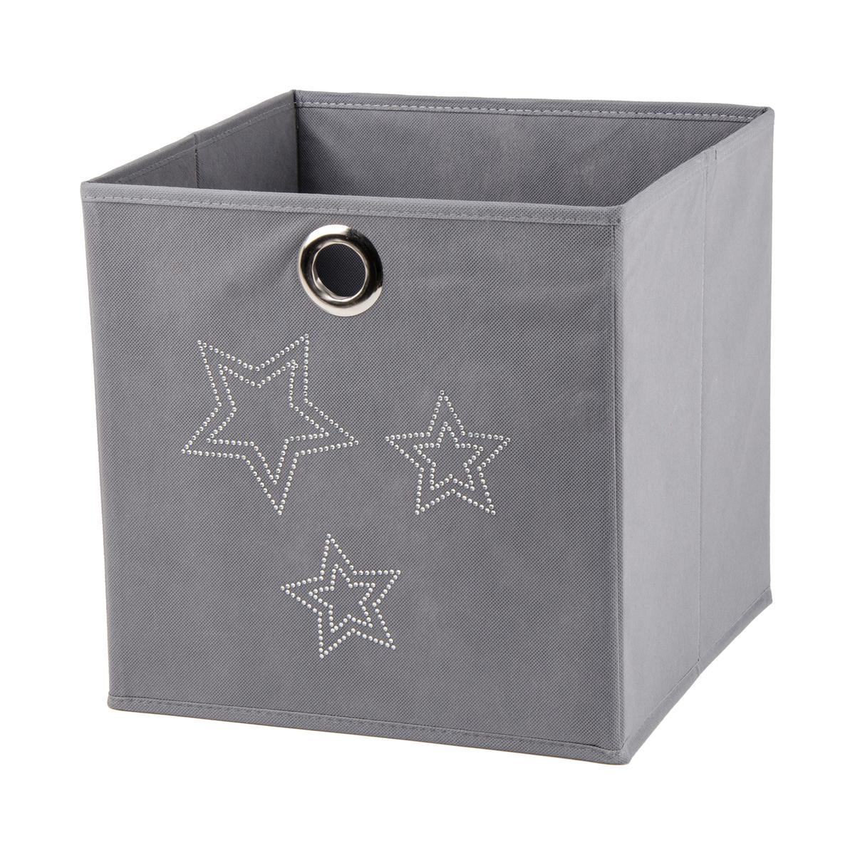 Cubes de rangement avec œillet et strass - Tissu - 30 x 30 x 30 cm - Gris Cubes de rangement avec œillet et strass - Tissu - 30 x 30 x 30 cm - Gris