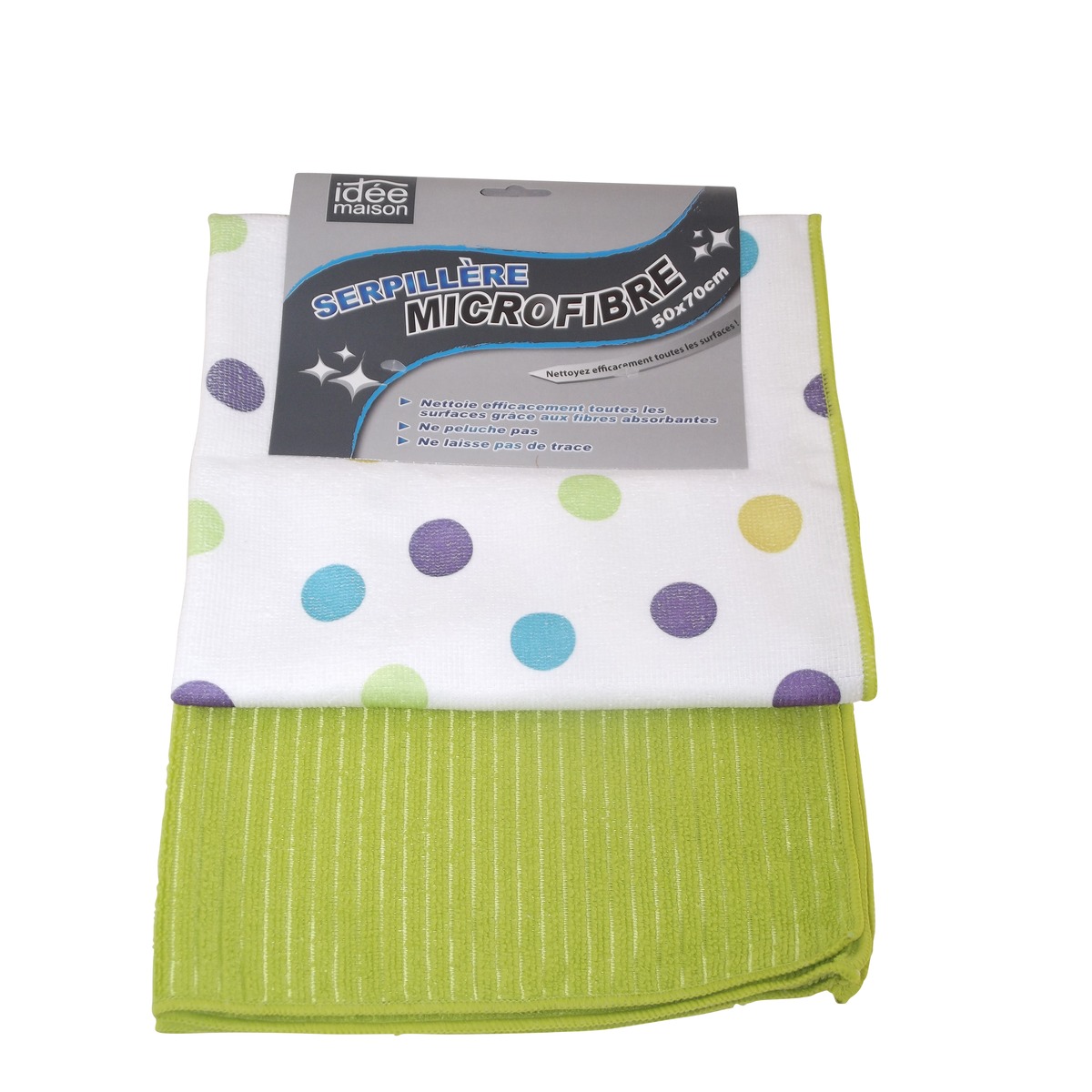 Lot de 2 serpillières en microfibre - 50 x 70 cm - Vert