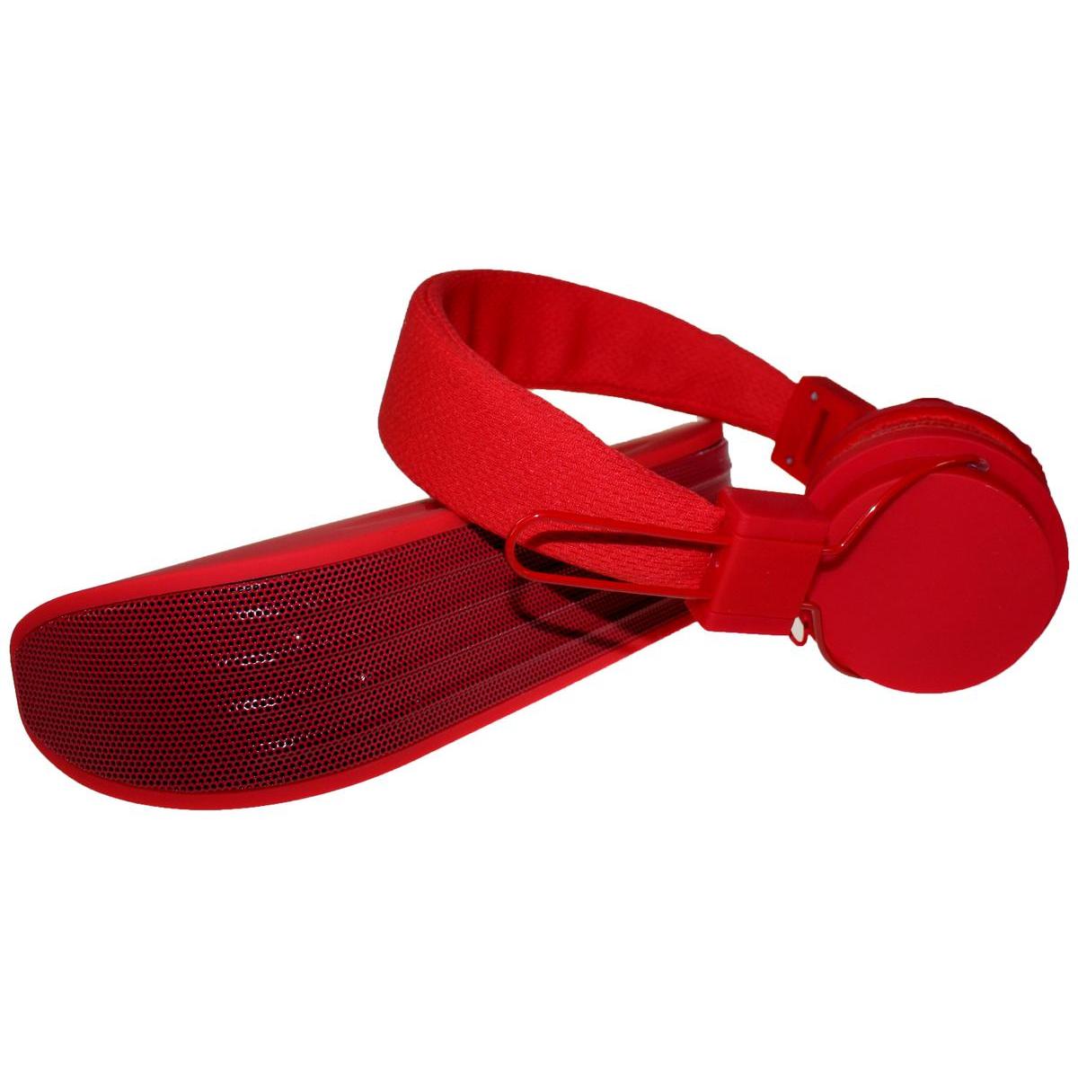 Casque + enceinte bluetooth - Plastique - 20 x 6 x H 5 cm - Rouge Casque + enceinte bluetooth - Plastique - 20 x 6 x H 5 cm - Rouge