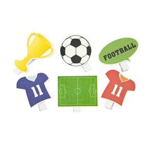 6 décorations thème football sur pince