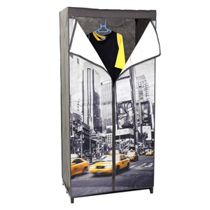 Armoire New York - 75 x 45 x H 160 cm - gris, jaune