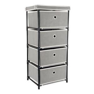 Meuble 4 paniers - Acier et tissu non tissé - 35 x 28 x H 78 cm - Gris